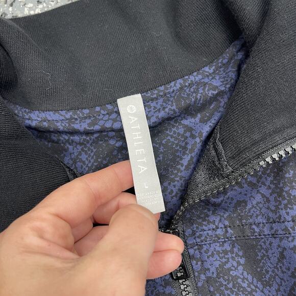 Athleta Bomber Jacket Blue Snake Print Full Zip Large - Picture 6 of 8
